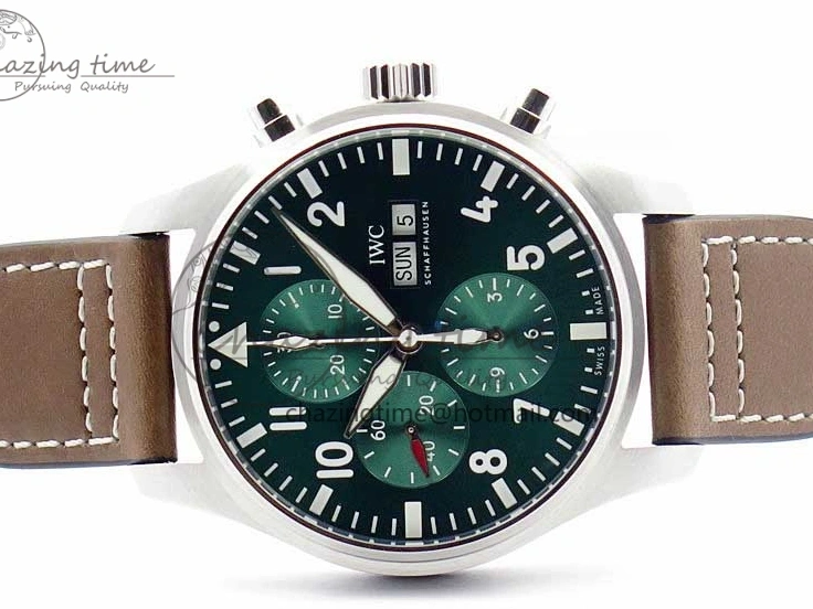 MIROTIME 0321 Pilot Chrono IW377726 ZF 1:1 Best Edition Green Dial on Brown Leather Strap A Trendsetting 7125